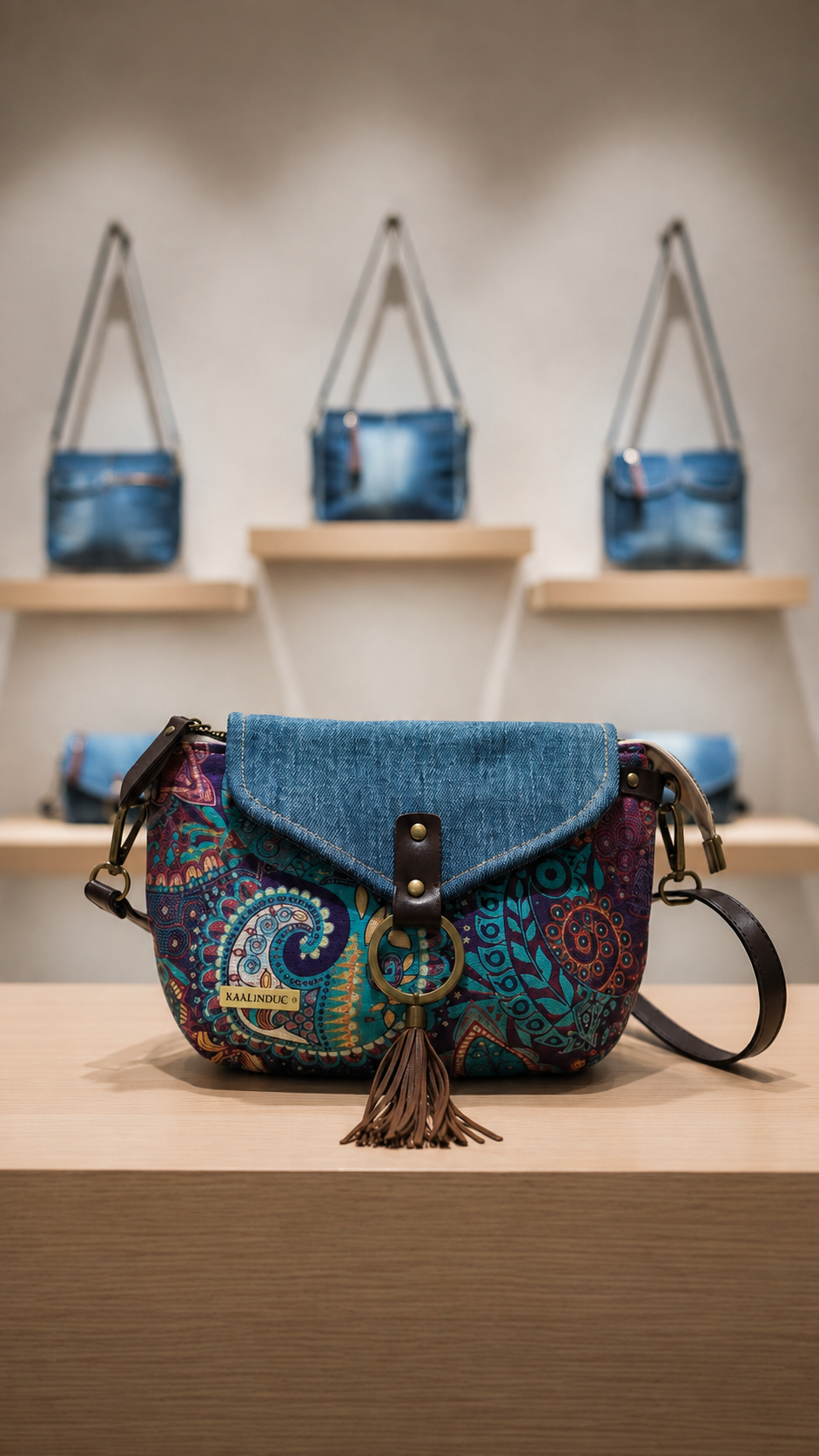 Mini Bandolera *Jeans Pasley Sunset*. Pieza única hecha a mano. Num 118
