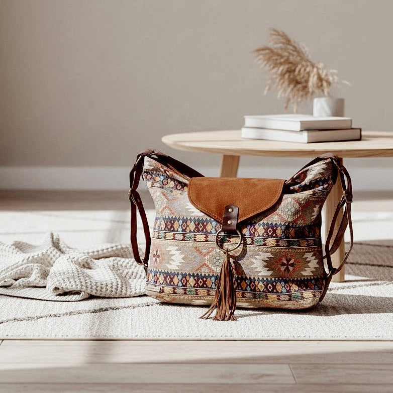 Bolso convertible en mochila *Kilim Nomad*. Pieza única hecha a mano. Num 126