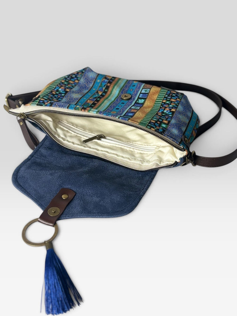 Mini Bandolera *Étnica Blue*. Pieza única hecha a mano. Num 114