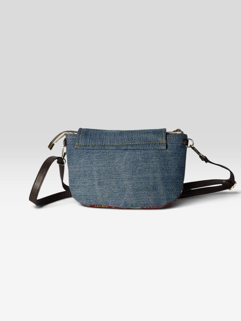 Mini Bandolera *Jeans Grulla Imperial*. Pieza única hecha a mano. Num 121