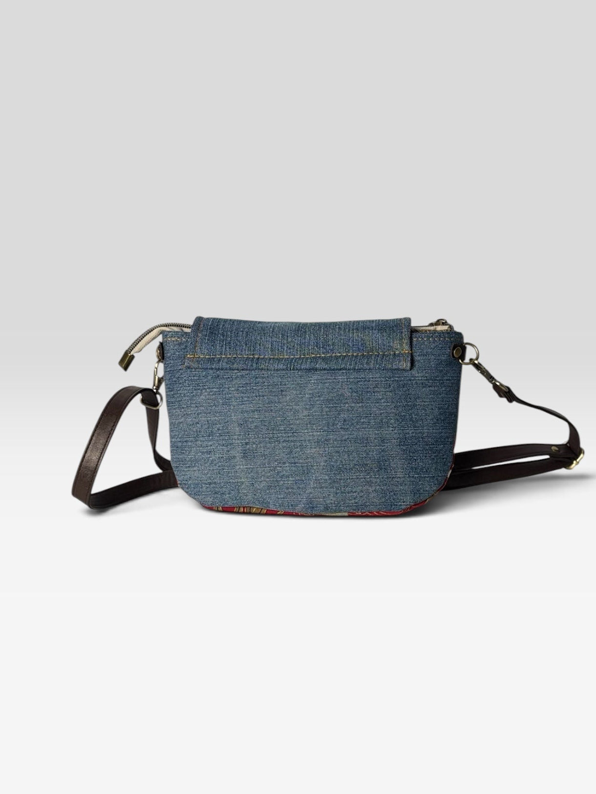 Mini Bandolera *Jeans Grulla Imperial*. Pieza única hecha a mano. Num 121