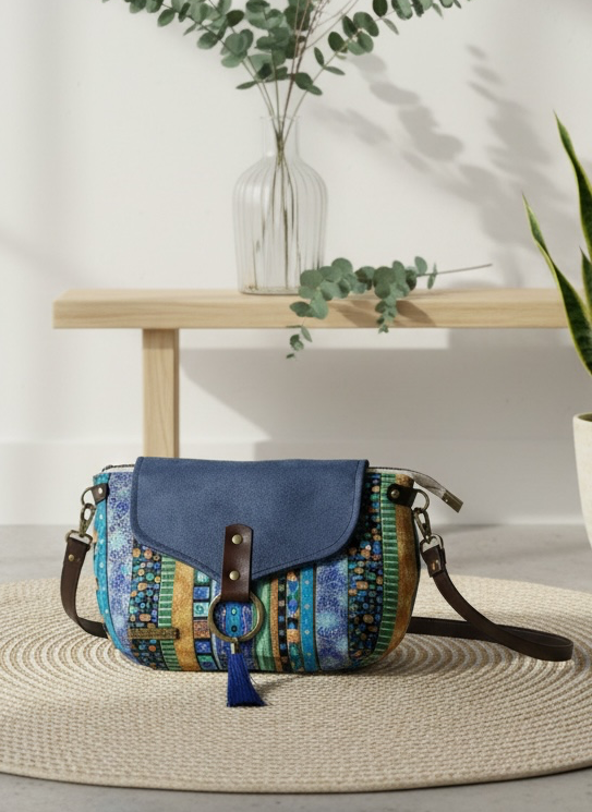 Mini Bandolera *Étnica Blue*. Pieza única hecha a mano. Num 114