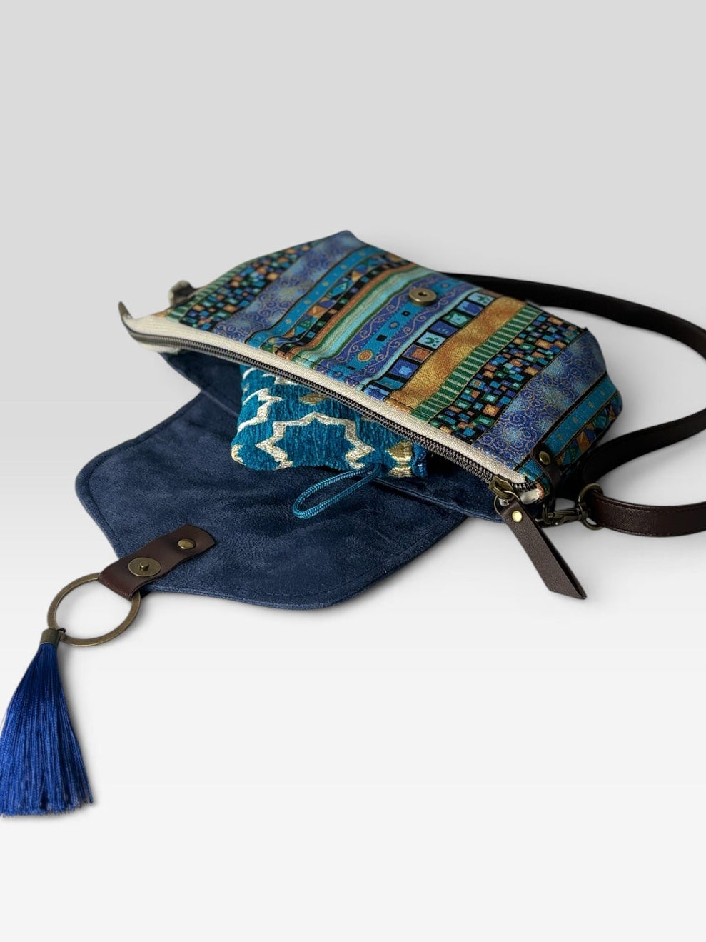 Mini Bandolera *Étnica Blue*. Pieza única hecha a mano. Num 114