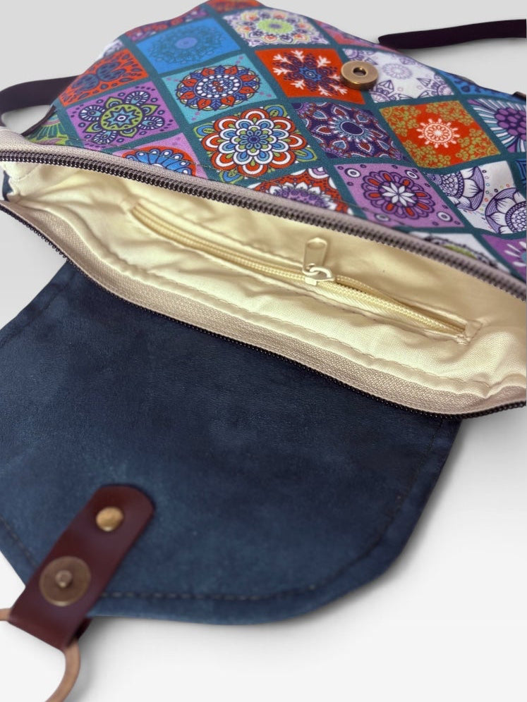 Mini Bandolera *Patchwork Índigo*. Pieza única hecha a mano. Num 123