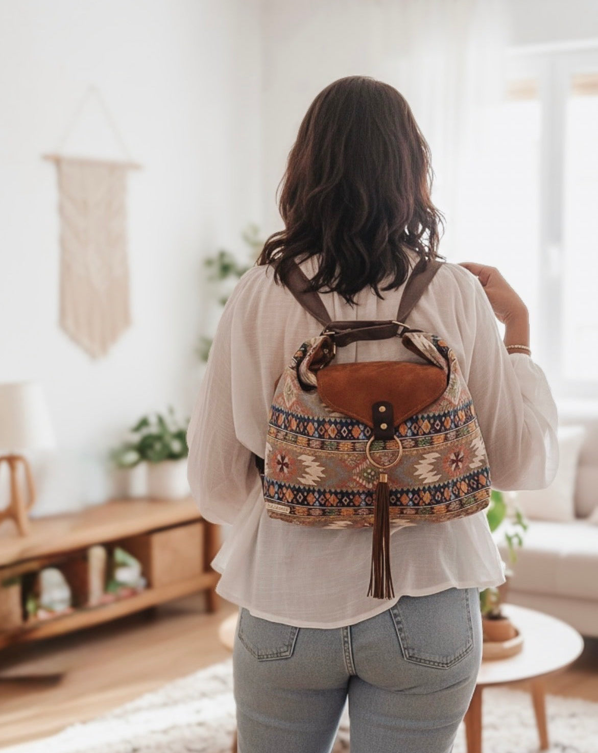Bolso convertible en mochila *Kilim Nomad*. Pieza única hecha a mano. Num 126