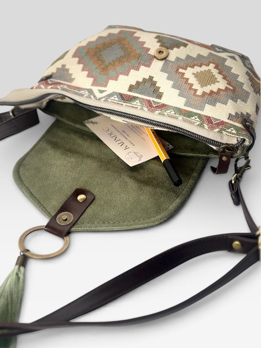 Mini Bandolera *Kilim Sage*. Pieza única hecha a mano. Num 117