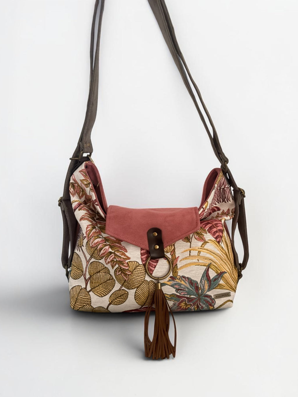 Bolso convertible en mochila *Bloom Tropical*. Pieza única hecho a mano. Num 100