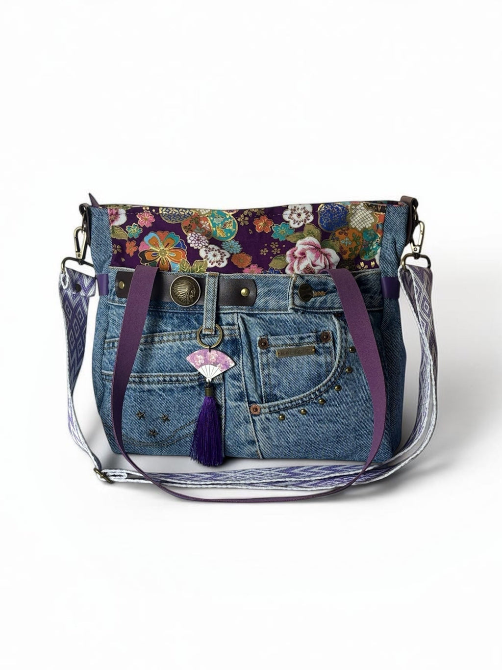 Bolso Jeans Recycled *Murasaki*. Pieza única hecha a mano. Num. 111