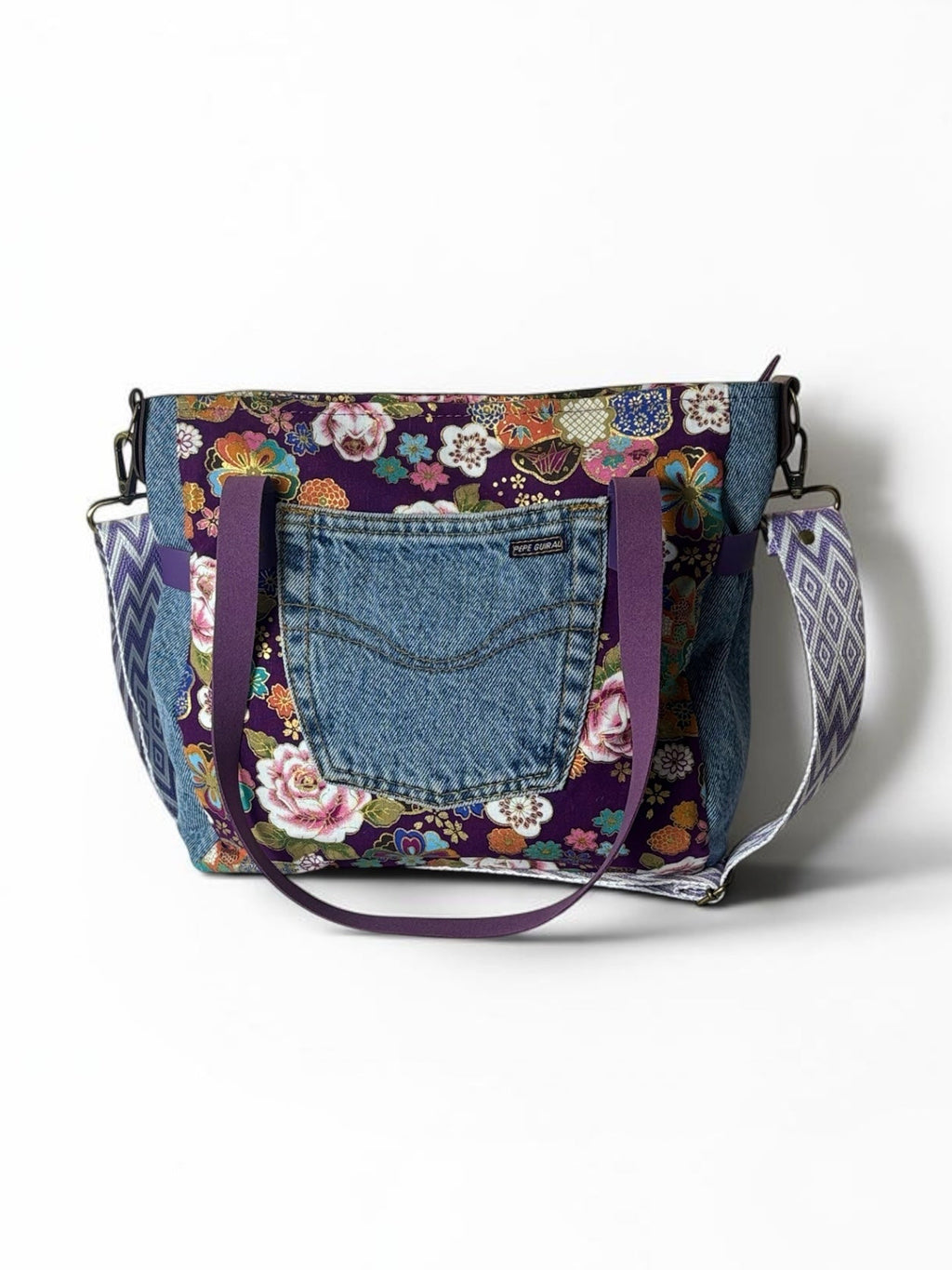 Bolso Jeans Recycled *Murasaki*. Pieza única hecha a mano. Num. 111