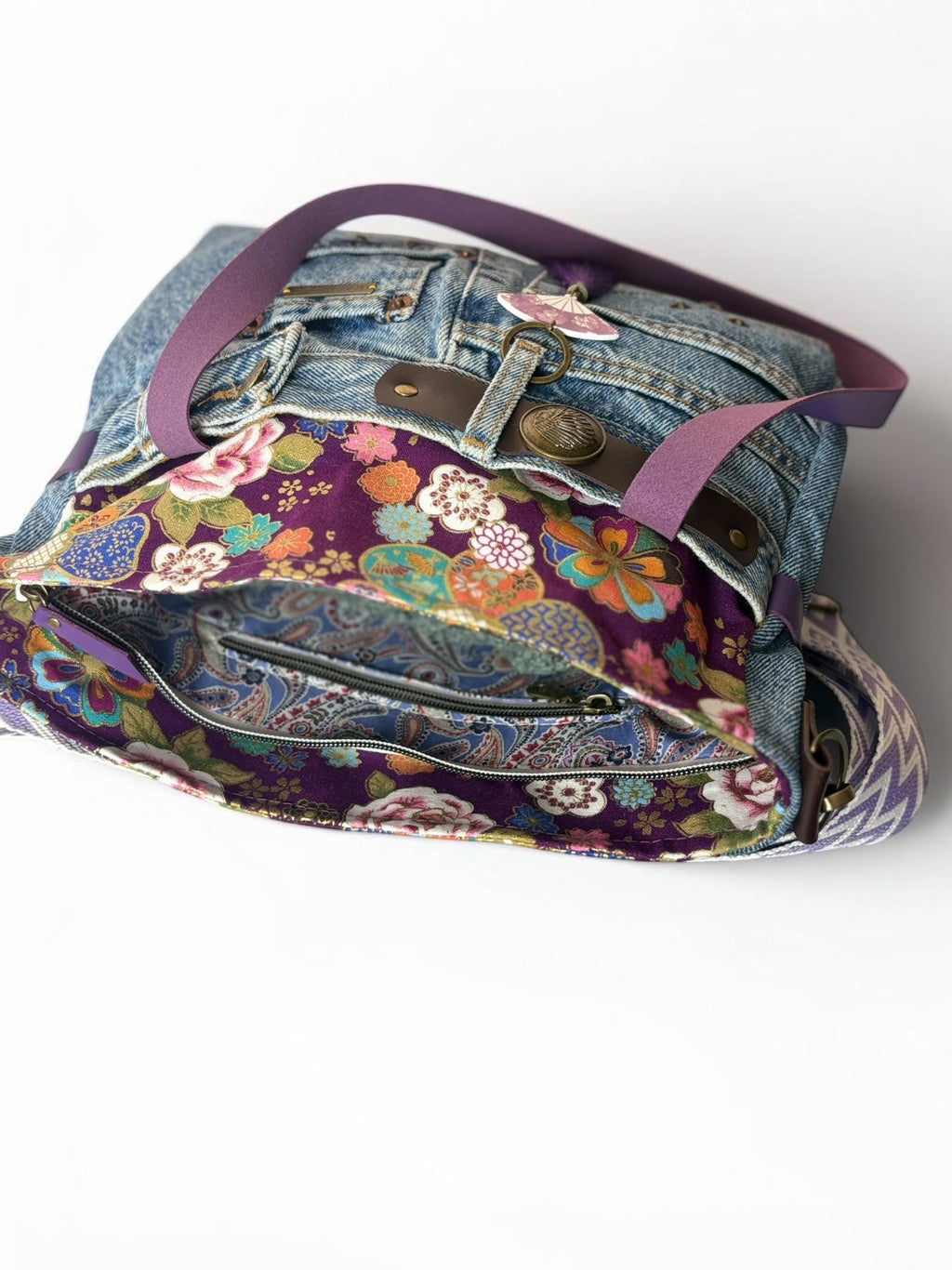 Bolso Jeans Recycled *Murasaki*. Pieza única hecha a mano. Num. 111