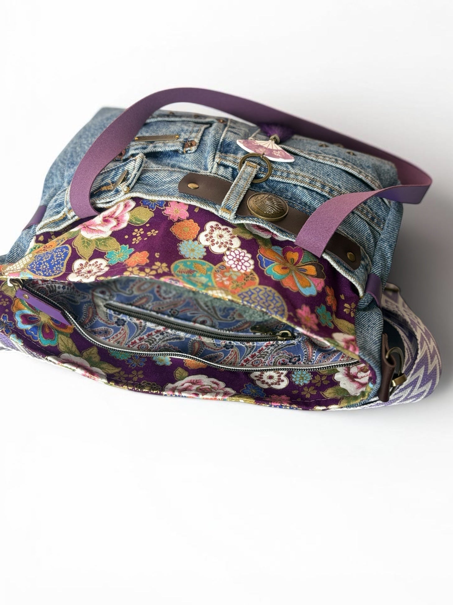 Bolso Jeans Recycled *Murasaki*. Pieza única hecha a mano. Num. 111