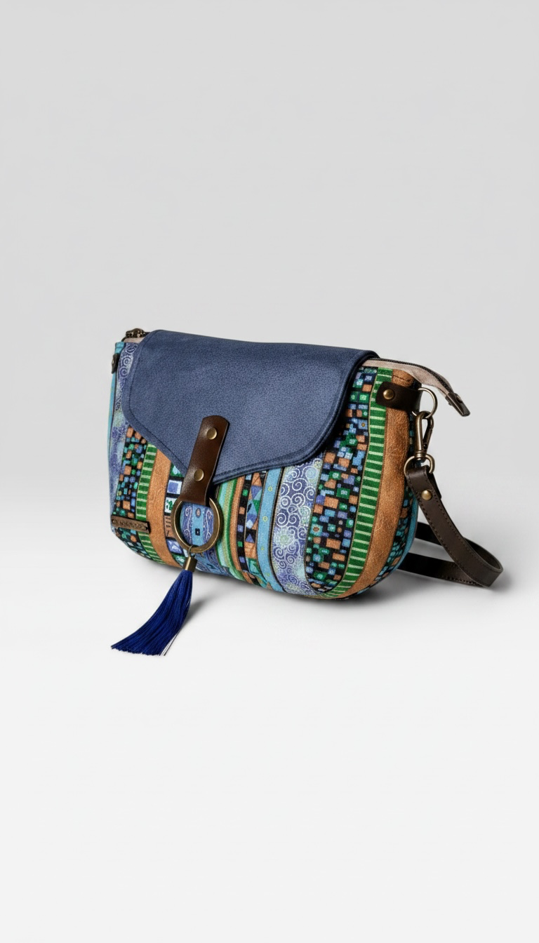 Mini Bandolera *Étnica Blue*. Pieza única hecha a mano. Num 114