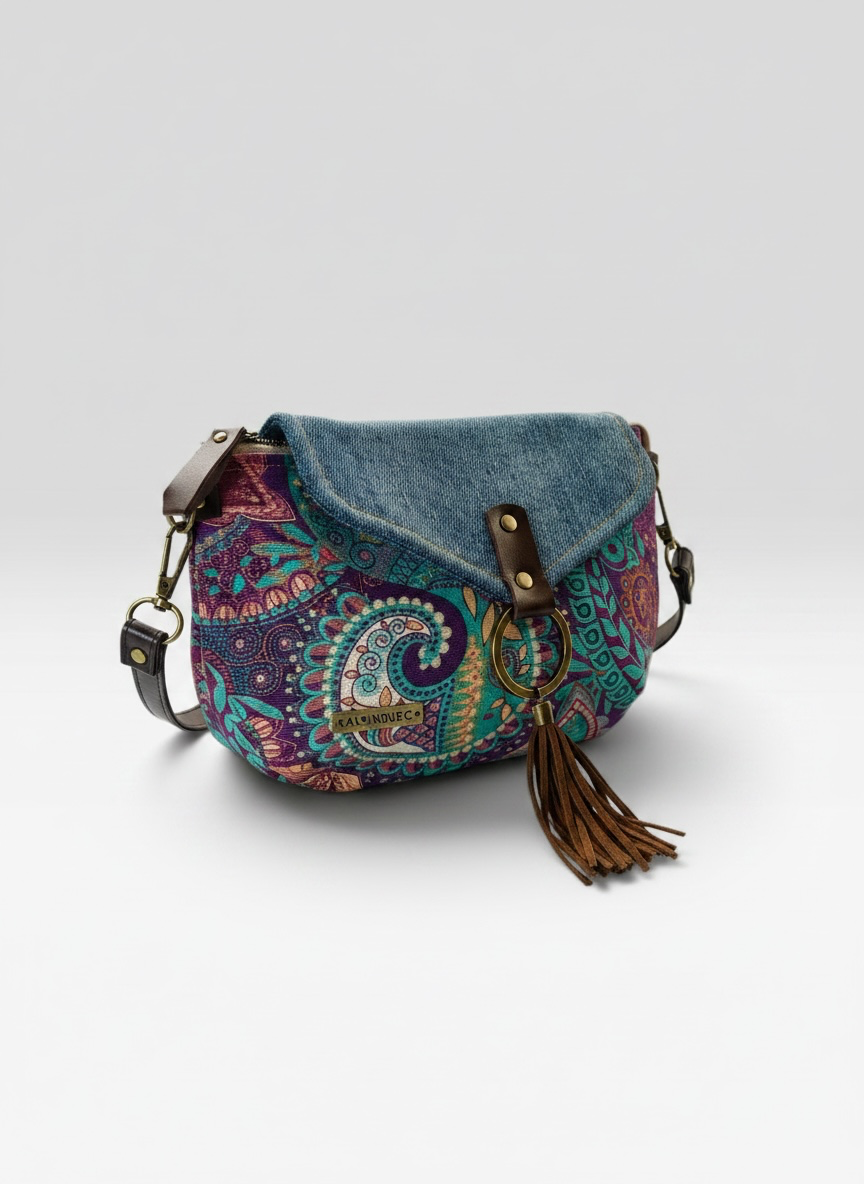 Mini Bandolera *Jeans Pasley Sunset*. Pieza única hecha a mano. Num 118