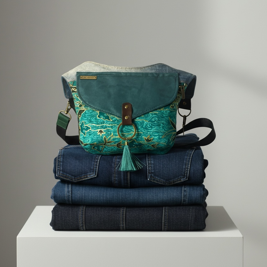 Riñonera Jeans *Java Jade*. Pieza única hecha a mano. Num 128