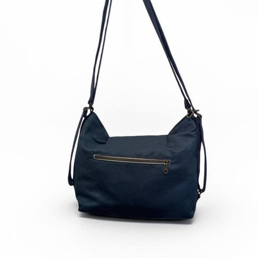 Bolso convertible en mochila *Egeo Ikat*. Pieza única hecha a mano. Num. 96