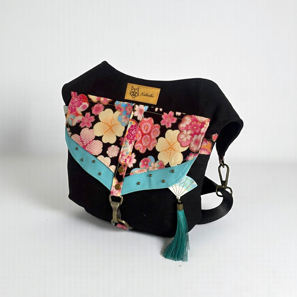 Riñonera Basic *Tokyo Garden Pink & Blue*. Pieza única hecha a mano. Num 55