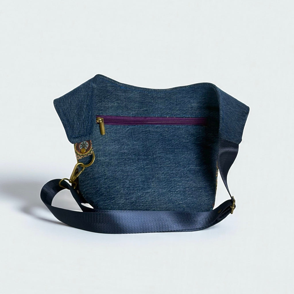 Riñonera Jeans *Mandala Bohemia*. Pieza única hecha a mano. Num 70