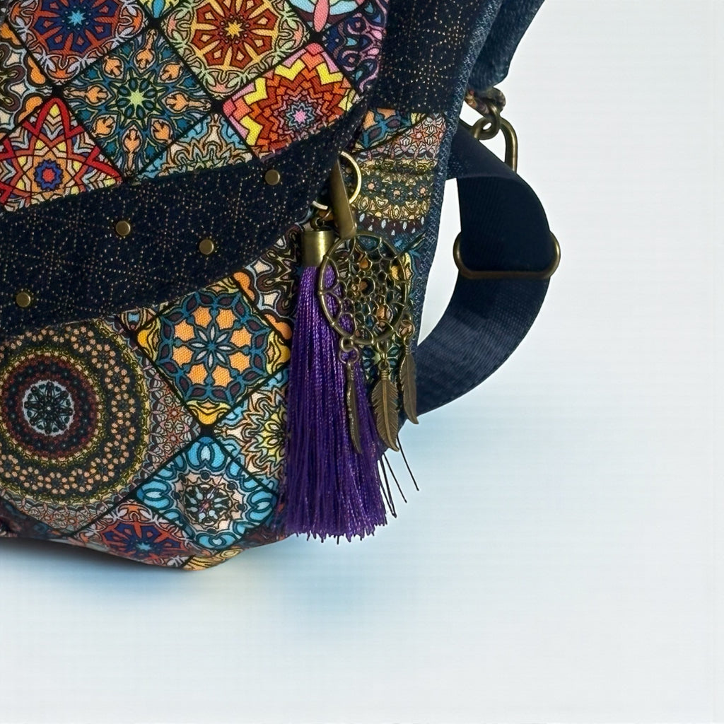 Riñonera Jeans *Mandala Bohemia*. Pieza única hecha a mano. Num 70