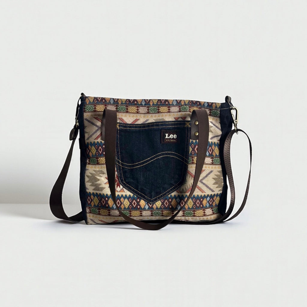 Bolso Jeans Recycled *Bohemia Sun*. Pieza única hecha a mano. Num 83