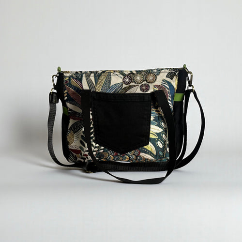 Bolso Jeans *Bosque Verde Dorado*. Pieza única hecha a mano. Num 79