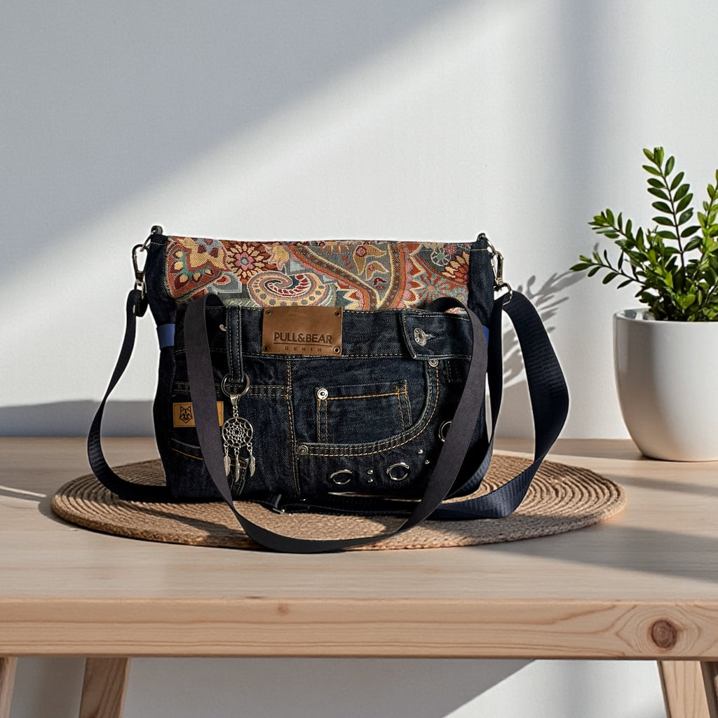 Bolso Jeans Recycled *Pasley Sunset*. Pieza única hecha a mano. Num 86