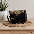 Bolso Jeans *Abanicos Japoneses Dorados*. Pieza única hecha a mano. Num.78