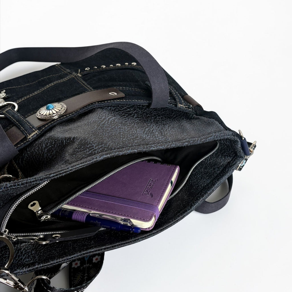 Bolso Jeans Recycled *Océano Ártico*. Pieza única hecha a mano. Num 84