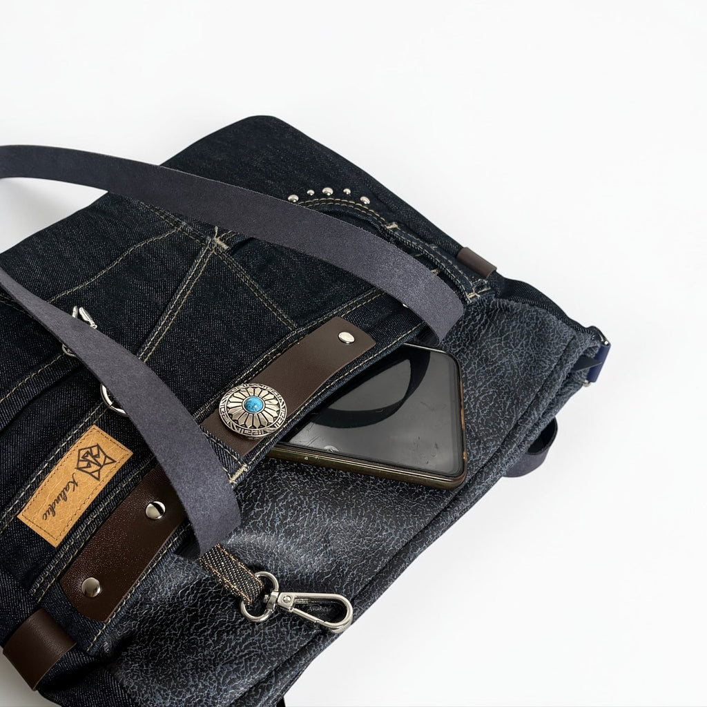 Bolso Jeans Recycled *Océano Ártico*. Pieza única hecha a mano. Num 84