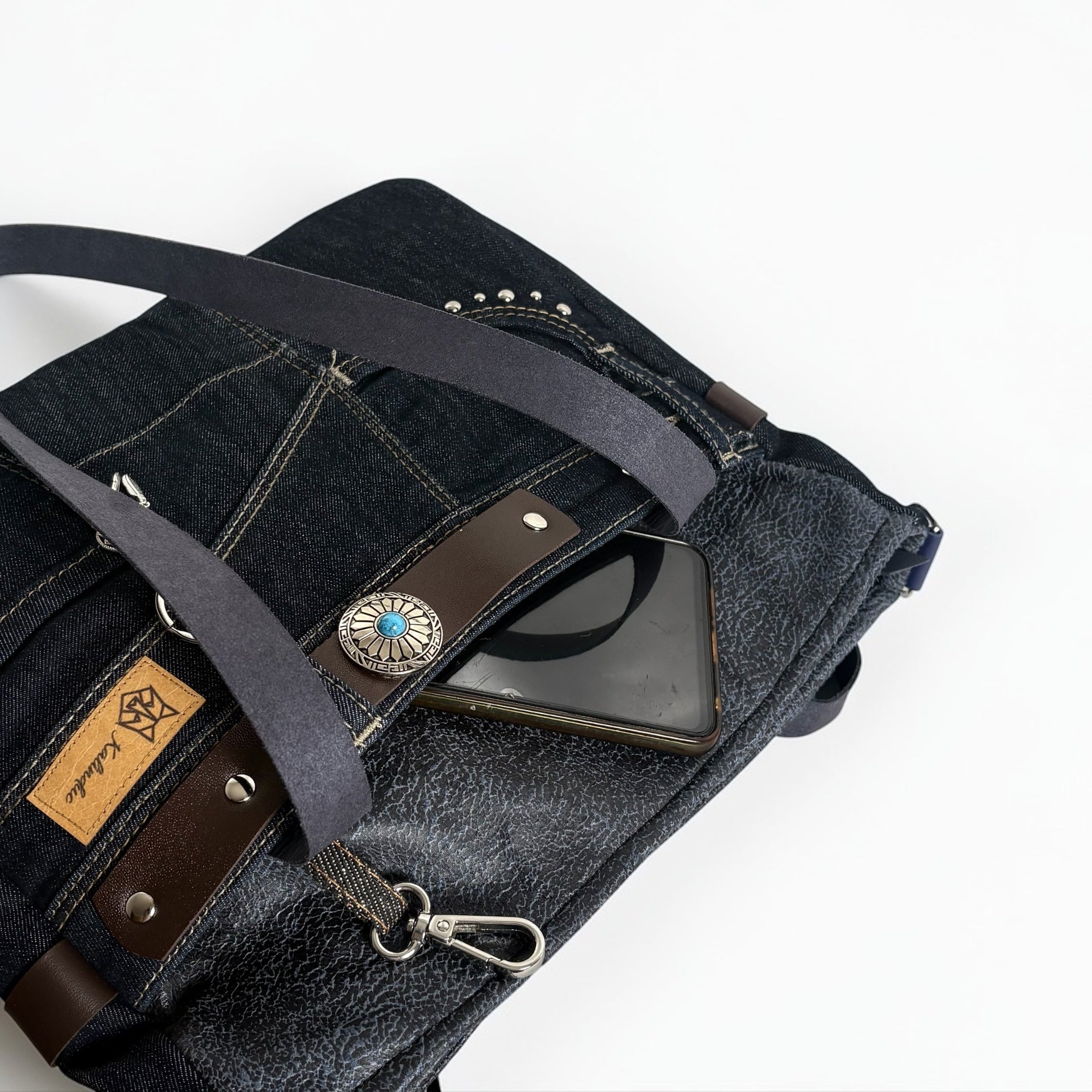 Bolso Jeans Recycled *Océano Ártico*. Pieza única hecha a mano. Num 84