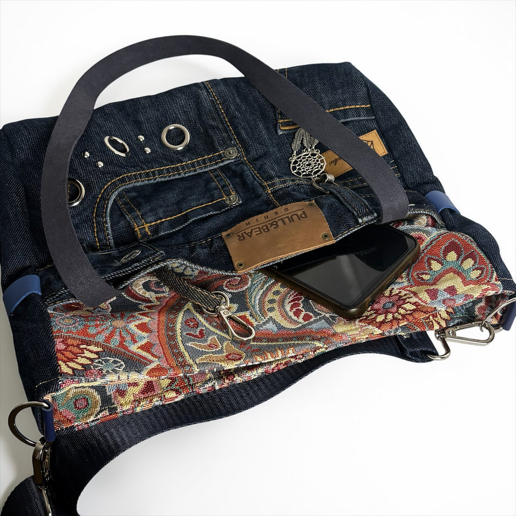 Bolso Jeans Recycled *Pasley Sunset*. Pieza única hecha a mano. Num 86